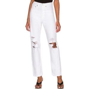 Agolde 90s Mid Rise Distressed Denim Jeans - White Out